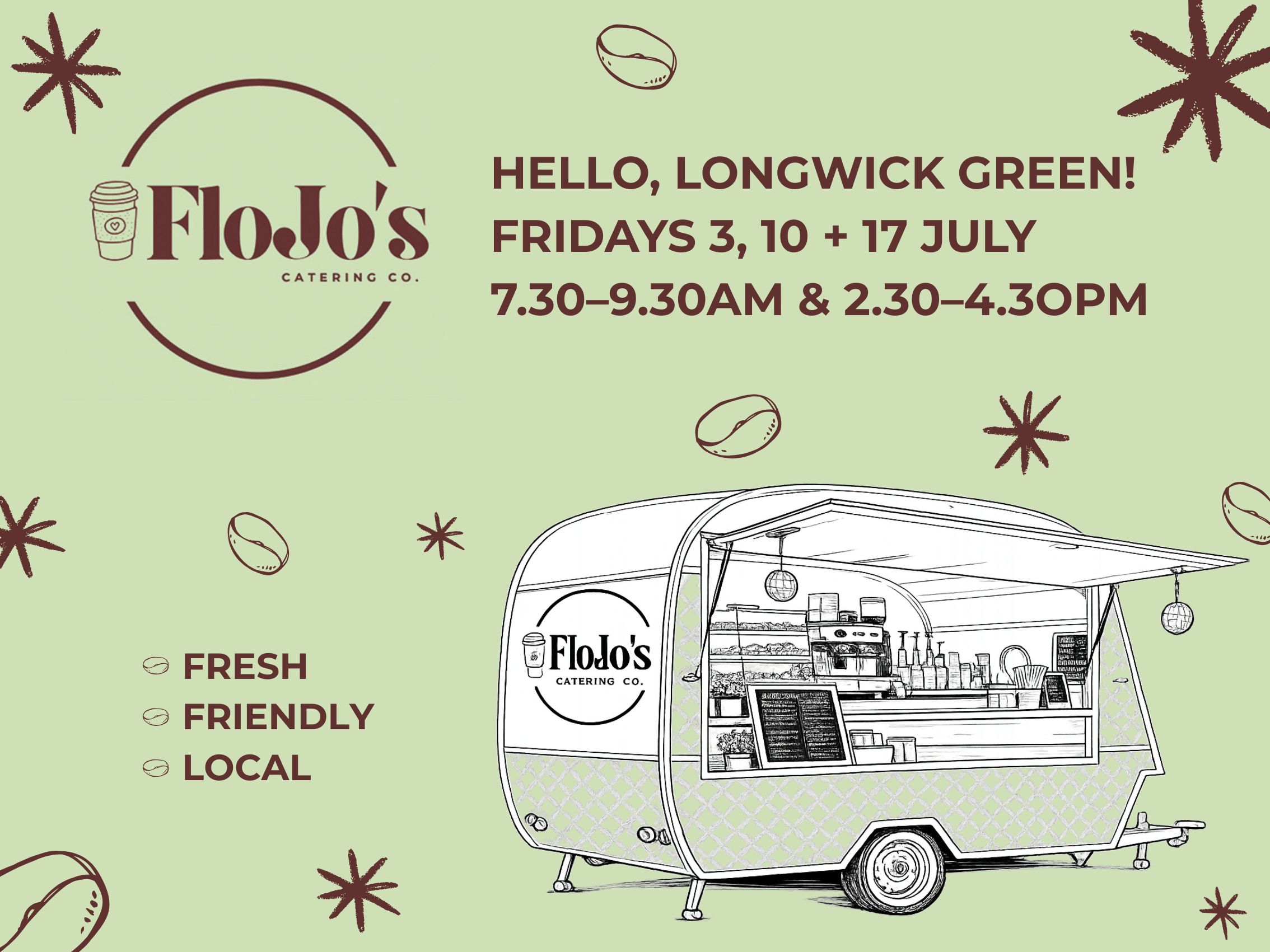 Flo Jo Catering Advert visiting The Green